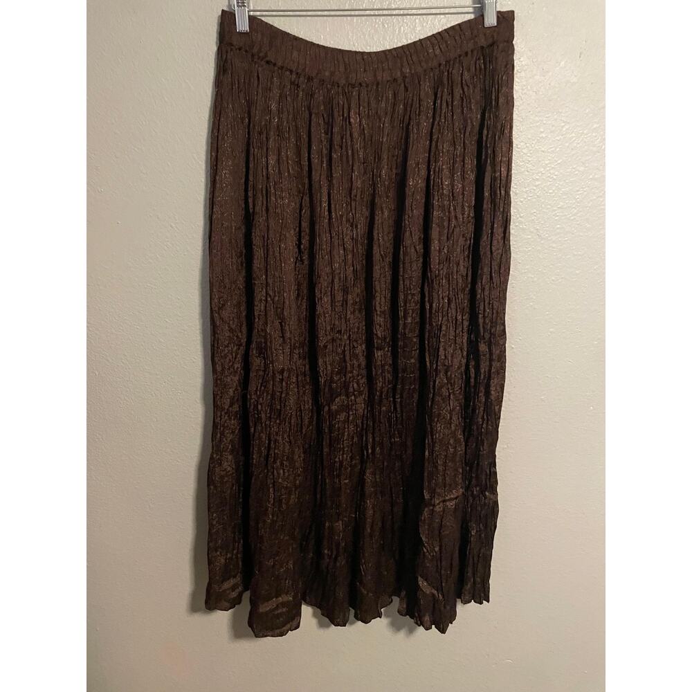Vintage Silver Stream Skirt Womens One Size Brown Floral Crinkle Peasant Boho